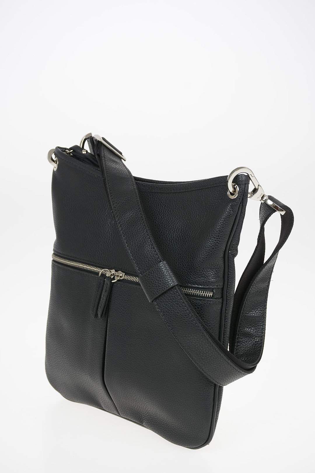 Leather Crossbody Bag with Outer Pockets