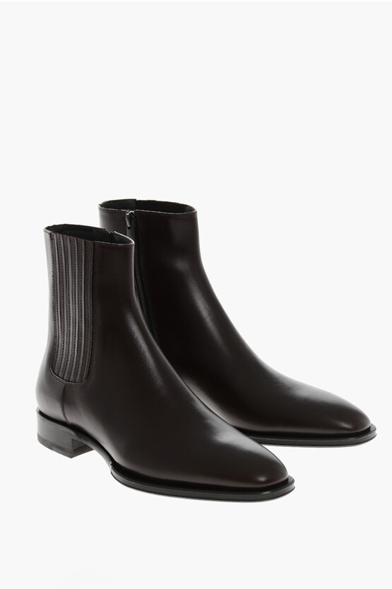 Dsquared2 Leather D2 Classic Chelsea Booties With Inner Zip In Black