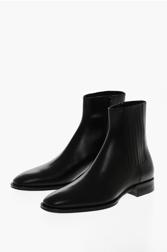 Dsquared2 Leather D2 Classic Chelsea Booties With Inner Zip In Black