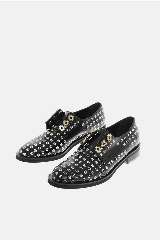 Coliac Leather Derby Shoes With All-over Embroideries In Black