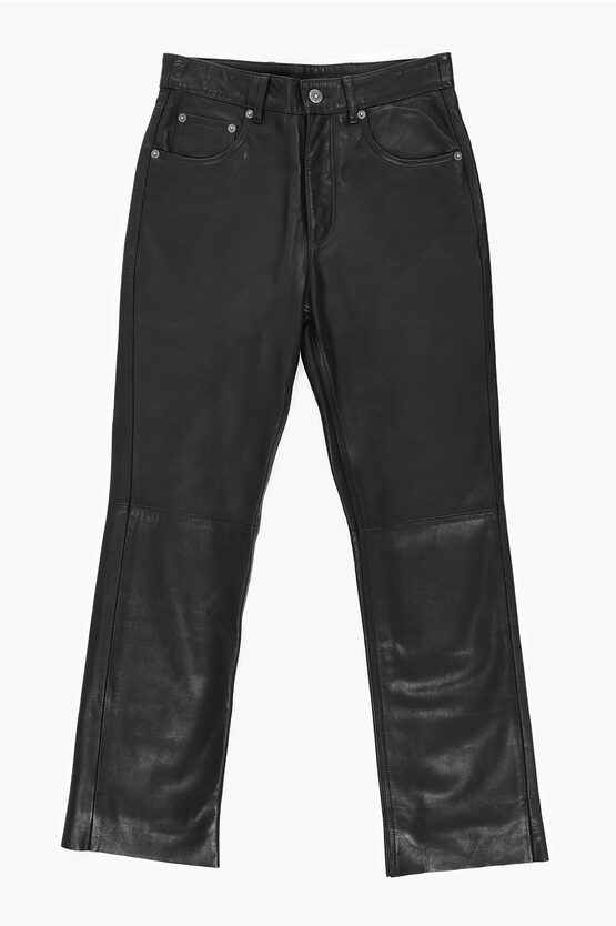 Shop Golden Goose Leather Deryn Cropped Fit Pants