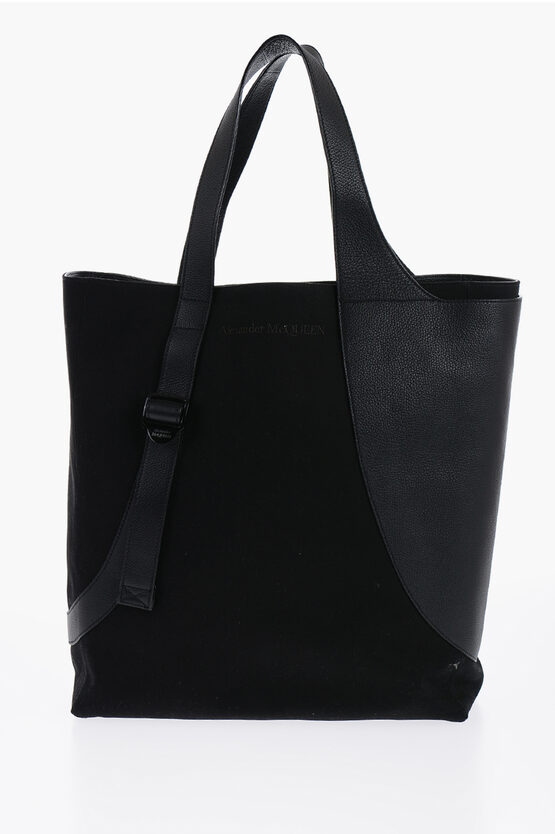 Shop Alexander Mcqueen Leather Detailed Tote Bag With Logoed Buckle