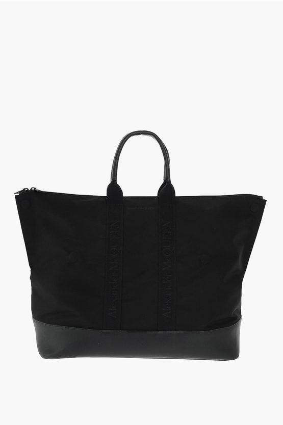 Alexander Mcqueen Leather Details Tote Bag With Removable Shoulder Strap In Black