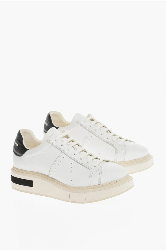 Paloma Barceló Leather Dianne Low Top Trainers With Embossed Logo In White