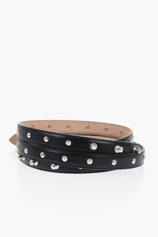 Shop Alexander Mcqueen Leather Double Belt With Studs 45mm