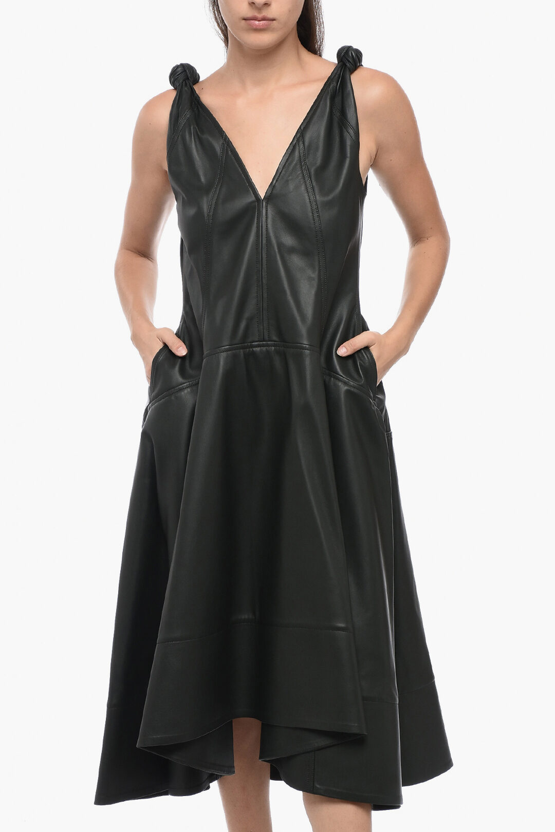 【関税&送料込】Bottega Veneta Dress Bottega Veneta Leather Dress With Knot Details women