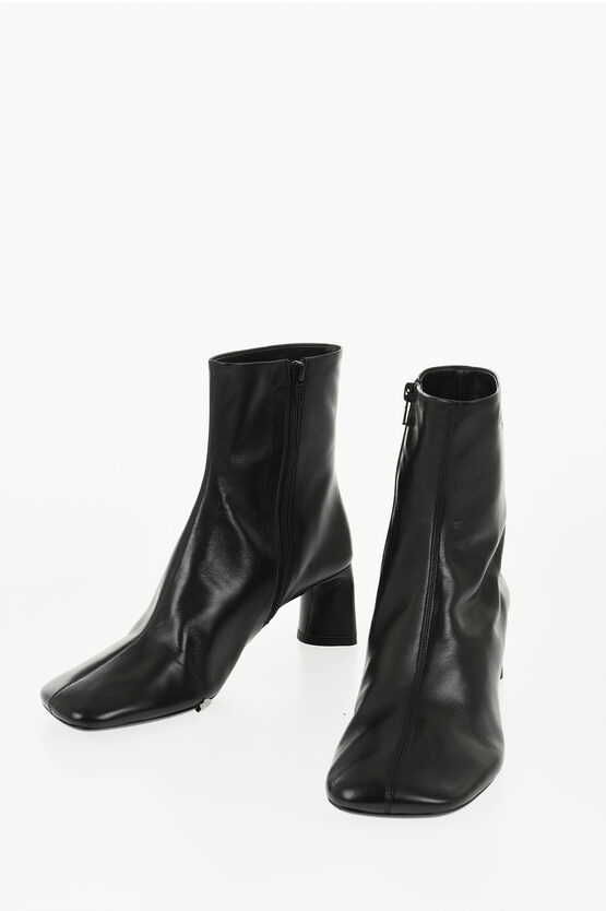 Balenciaga Leather Dutyfree Booties With Inner Zip 6cm In Black