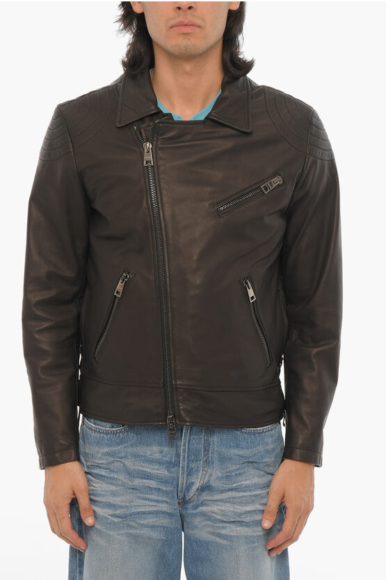 Shop Dacute Leather Dylan Jacket With Zip Closure