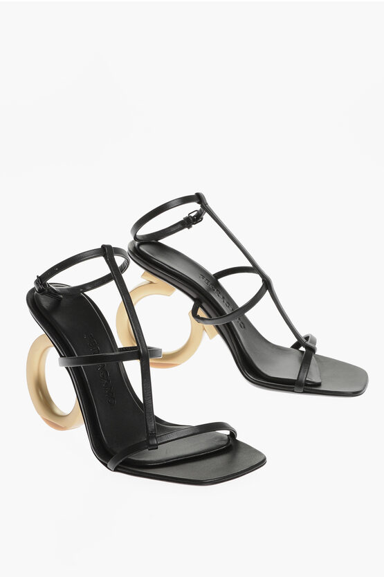 Ferragamo Leather Elina Sandals With Statement Heel 11cm In White