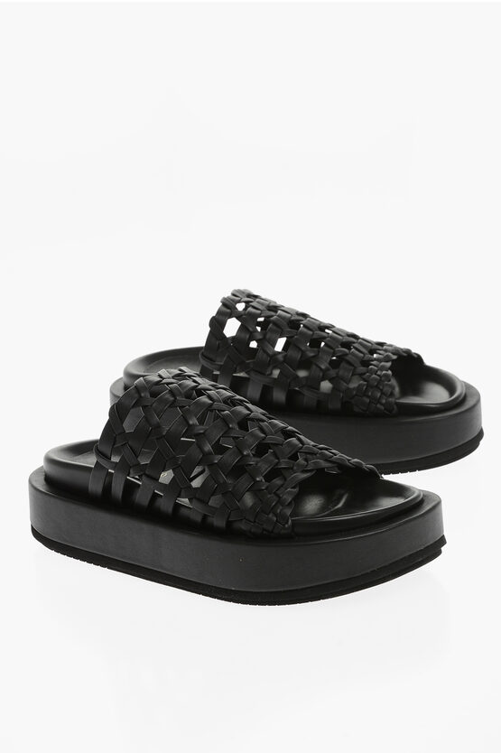 Paloma Barceló Leather Elisa Sandals With Cut-out Details And Platform 3.5c In Black