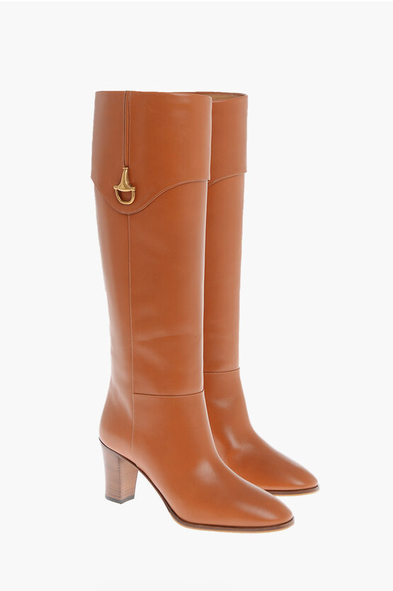 Shop Gucci Leather Elizabeth Under-the-knee Boots 7cm