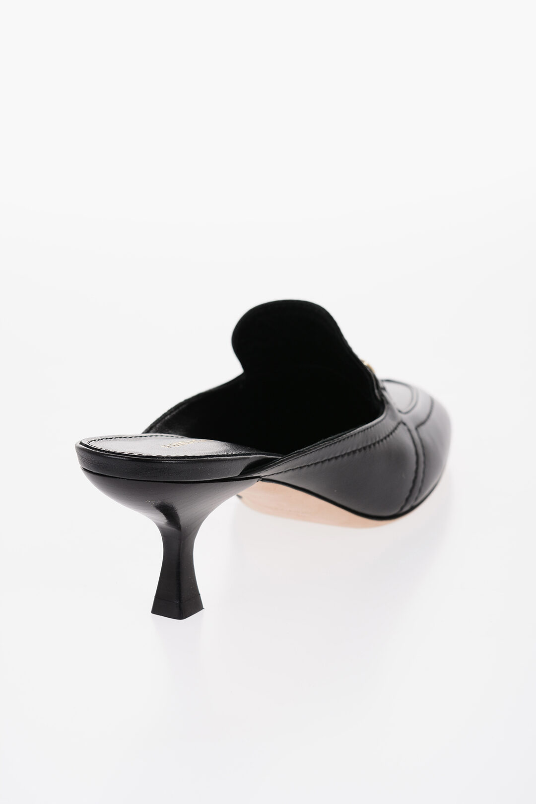 Salvatore Ferragamo Leather ELODYE Mules With Golden-Effect