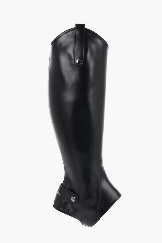 Dior Leather Epique Gaiters In Black