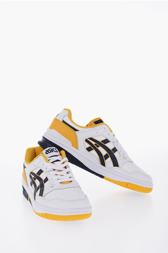 Asics Leather Ex89 Low Top Sneakers Embellished With Color Blocks In White