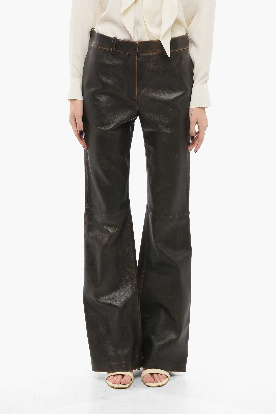 Loewe Leather Flared Pants women - Glamood Outlet