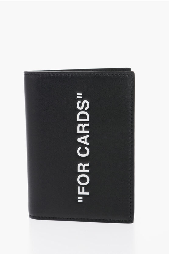 Off-white Leather For Cards Wallet With Logo Print