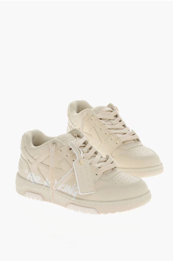 Off-white Leather "for Walking" Lace-up Sneakers In Neutral