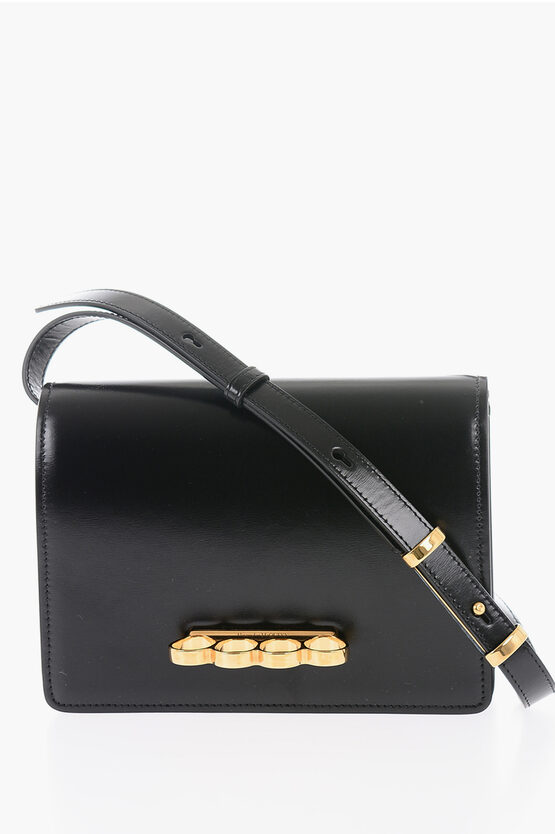 Alexander Mcqueen Leather Four Ring Crossbody Bag With Gold-toned Hardware