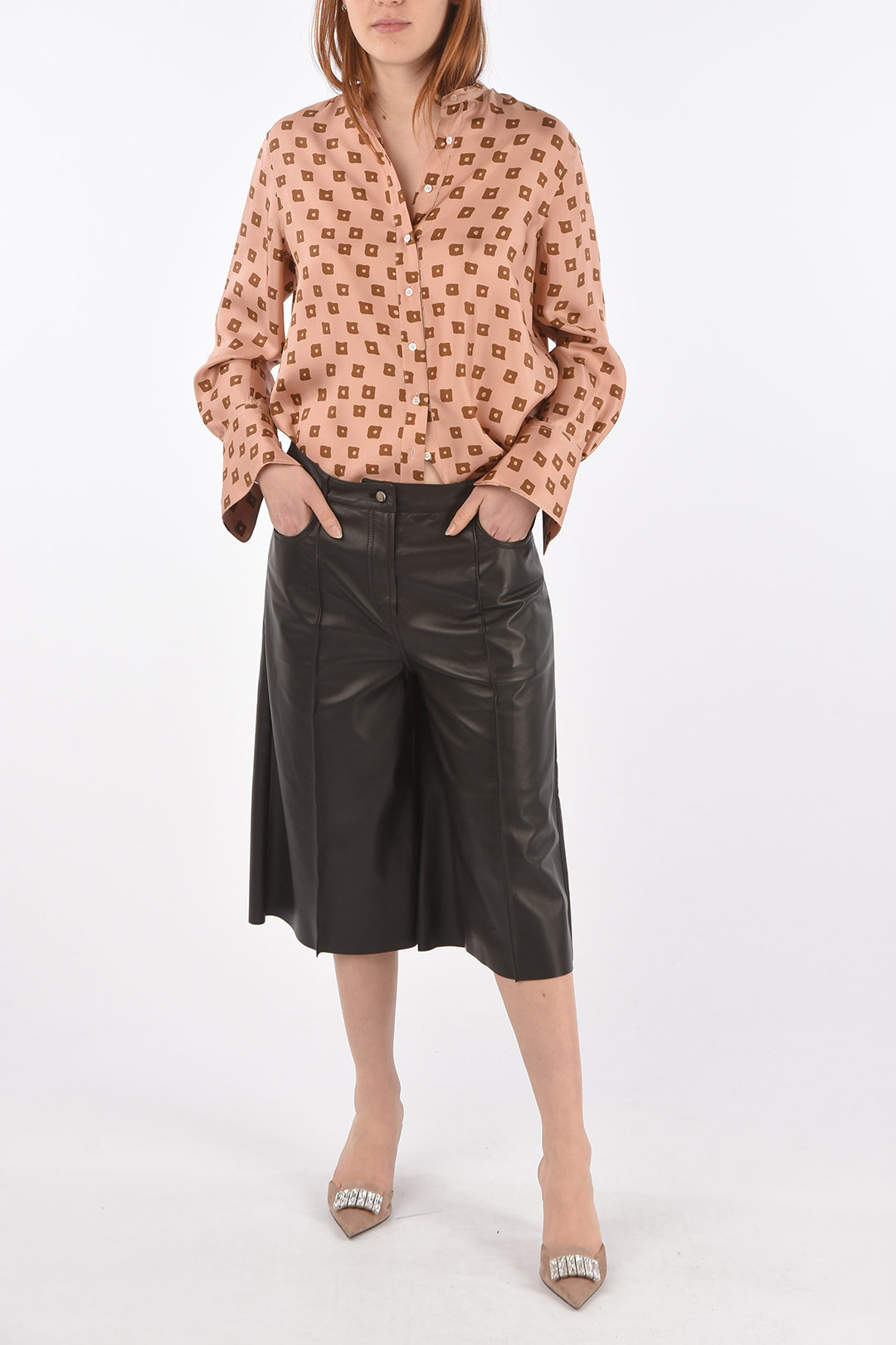 DROMe Leather Gaucho Pants with Belt Loops women Glamood Outlet