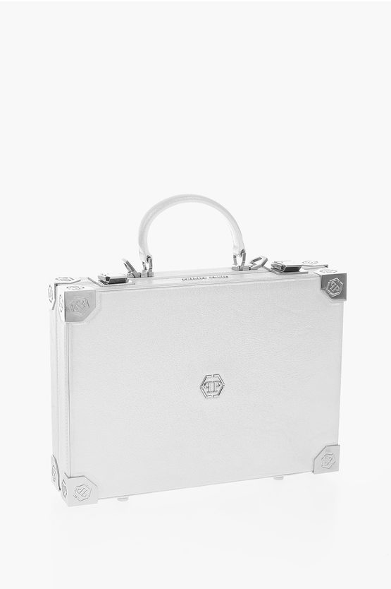 Philipp Plein Leather Glitter Box Bag Original Bag In White