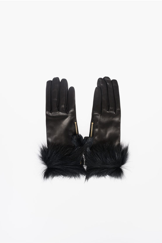 Prada Leather Gloves With Fur