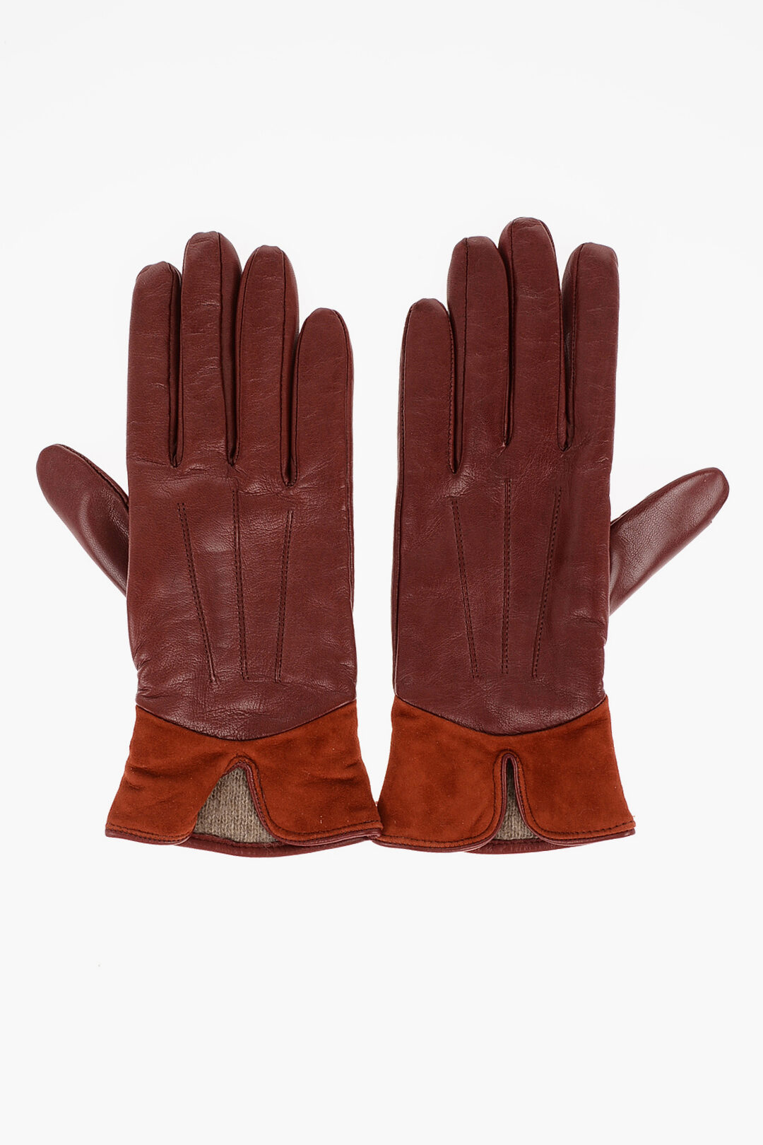 Leather Gloves with Sued Details