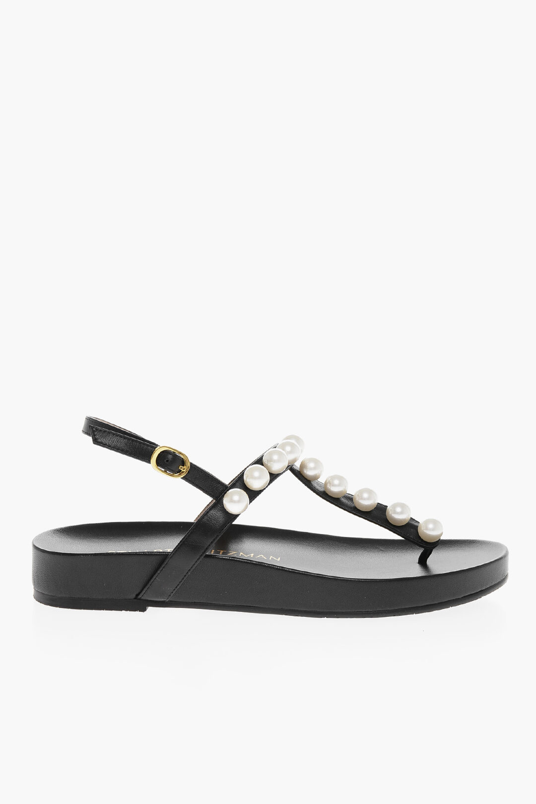 Stuart Weitzman Leather GOLDIE PEARL Thong Sandals with