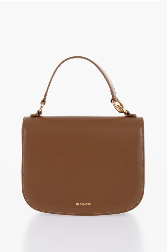 Shop Jil Sander Leather Halo Handbag With Removable Shoulder Strap