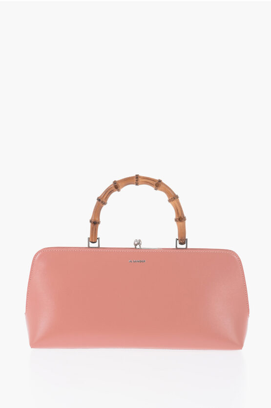 Jil Sander Leather Handbag With Bamboo Handle In Pink