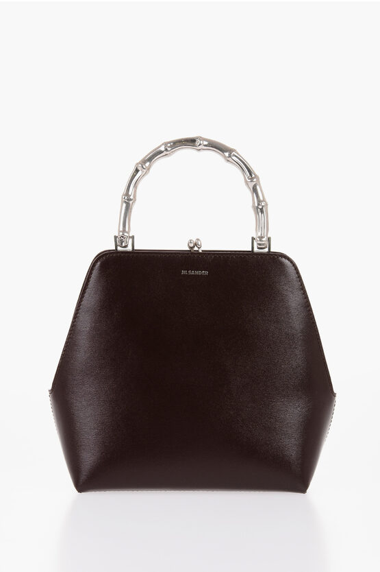 Shop Jil Sander Leather Handbag With Clasp Closure