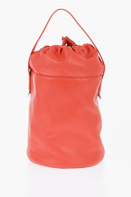 Jil Sander Leather Handbag With Drawstring Closure