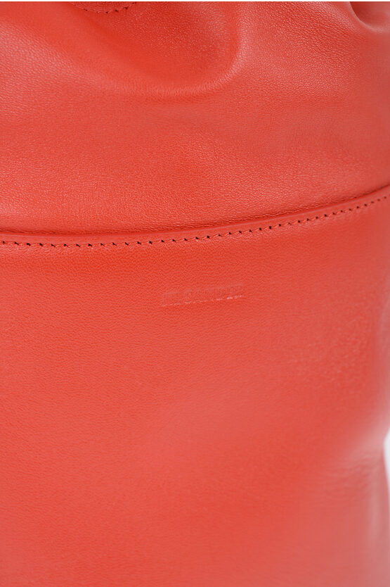 Leather Handbag with Drawstring Closure