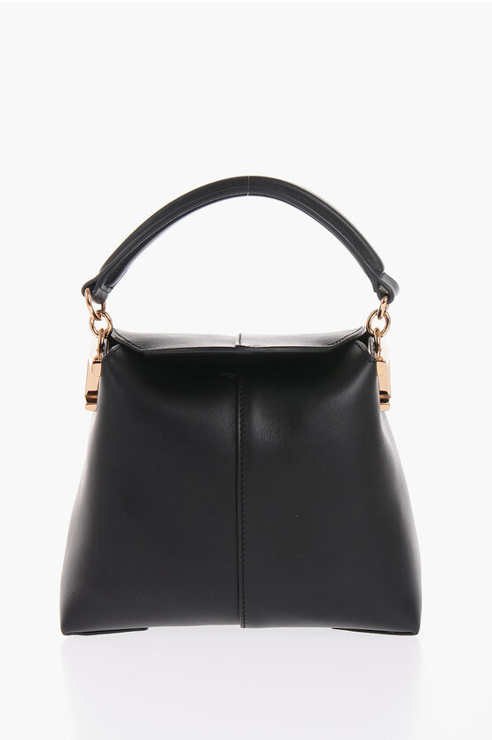 Tod's Leather Handbag With Golden Details And Removable Shoulder S In Black