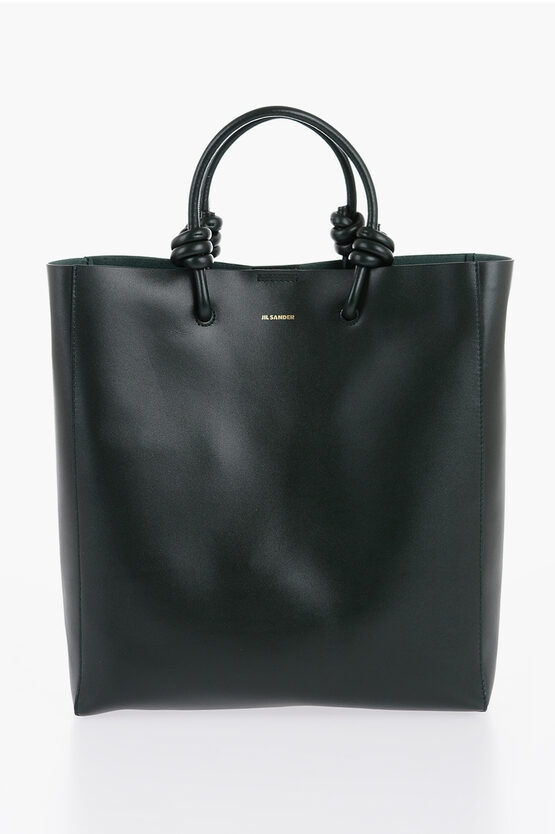 JIL SANDER LEATHER HANDBAG WITH KNOT DETAIL 