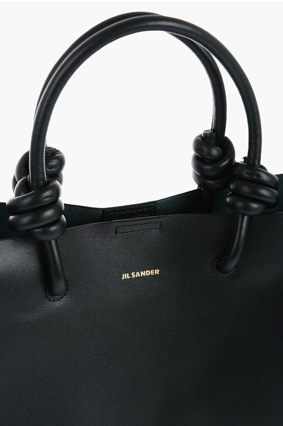 Leather Handbag with Knot Detail