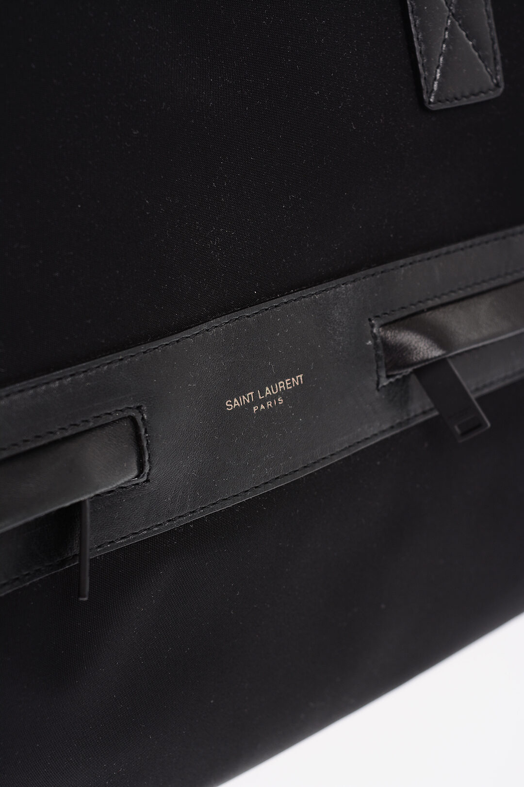 Saint Laurent Men's Logo-Debossed Leather Tote Bag