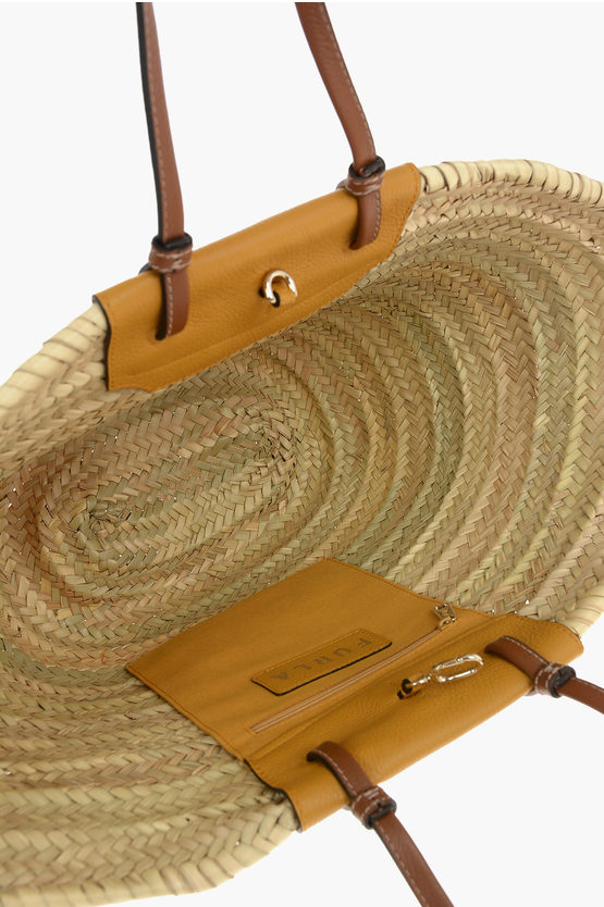 Furla Leather Handles Tote MERAVIGLIA Straw Bag women Glamood Outlet