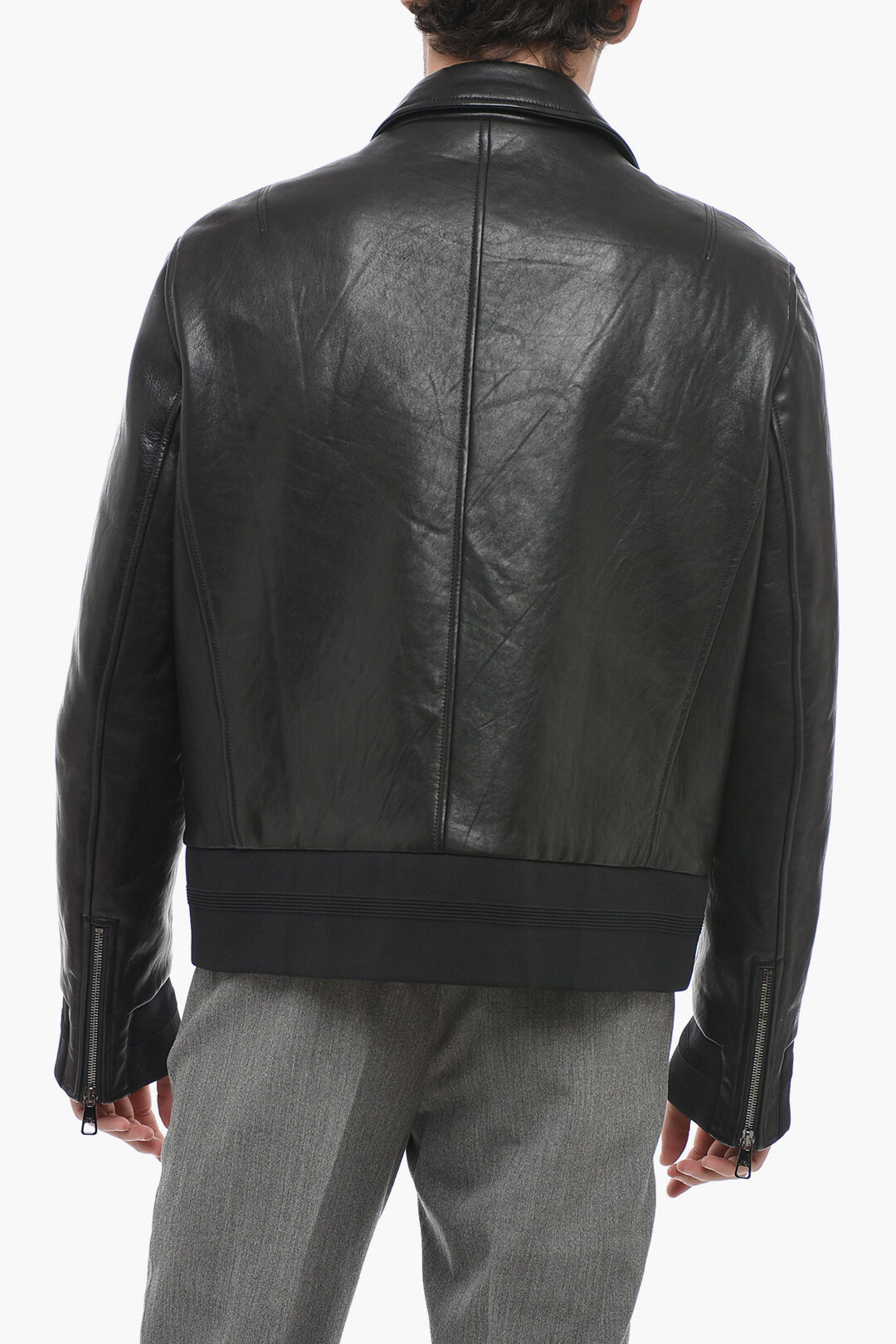 Neil Barrett Leather HARRINGTONE Jacket with Vintage Effect men 
