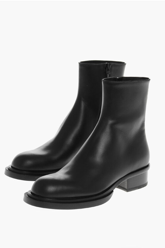 Alexander Mcqueen Black Leather Cuban Boots For Men