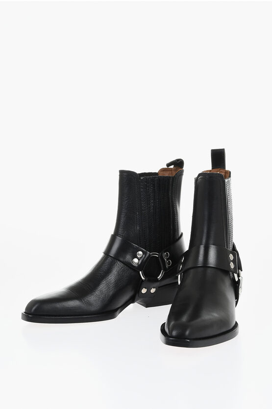 Paris Texas Leather Helena Western Booties 4cm In Black