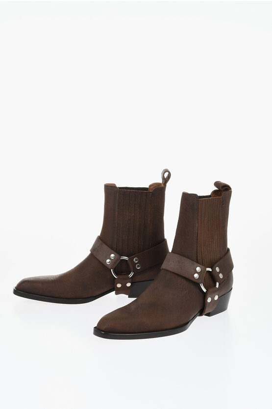 Paris Texas Leather Helena Western Booties 4cm In Brown