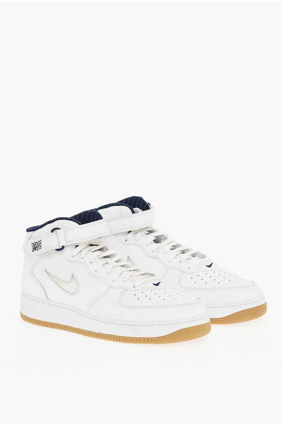 Nike Leather High-top Air Force 1 Sneakers With Adjustable Strap In White