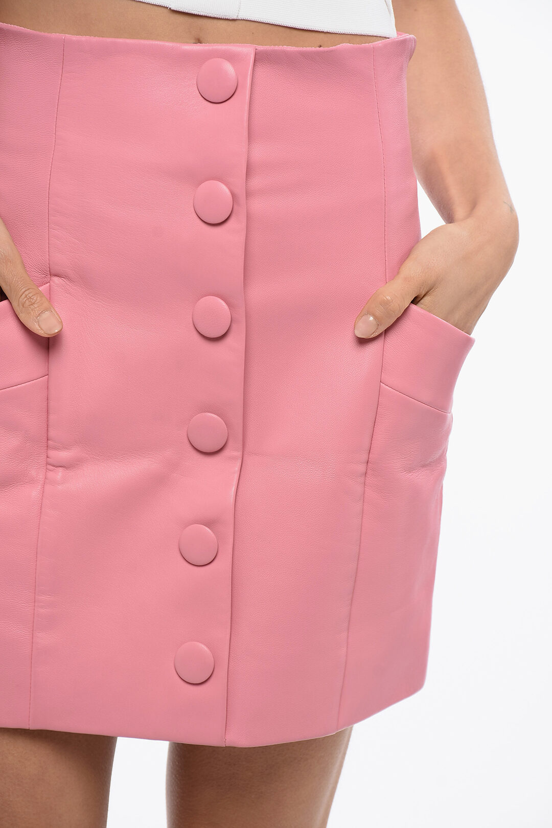 High-Waisted Side Button Skirt