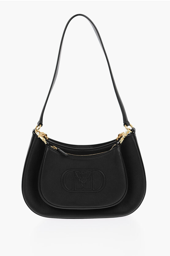 Mcm Leather Hobo Bag With Removable Detail In Black