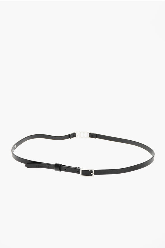 Dsquared2 Leather Icon Slim Belt 10mm In Black