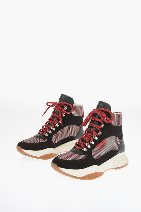 Jimmy Choo Leather INCA M High Sneakers with Suede and Mesh