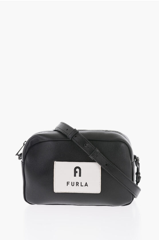 Furla Leather Iris Crossbody Bag With Contrasting Detail In Black