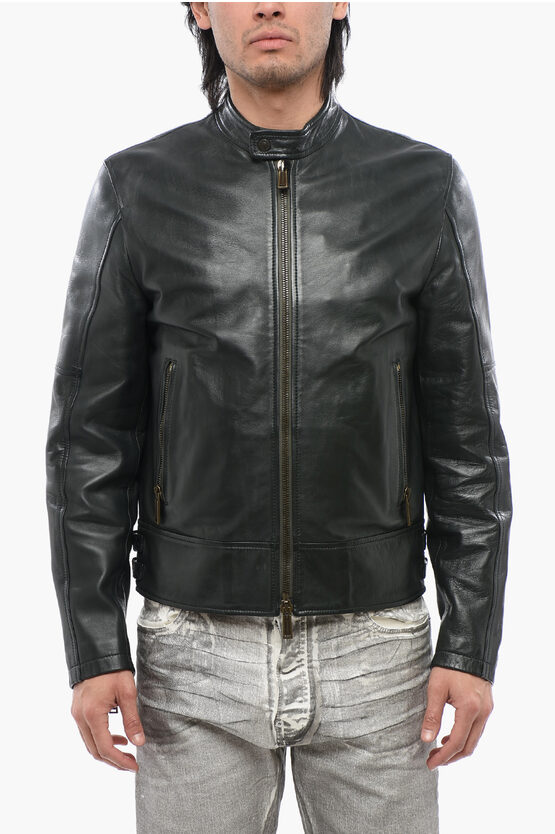Dsquared2 Man Jacket Dark Green Size 44 Ovine Leather