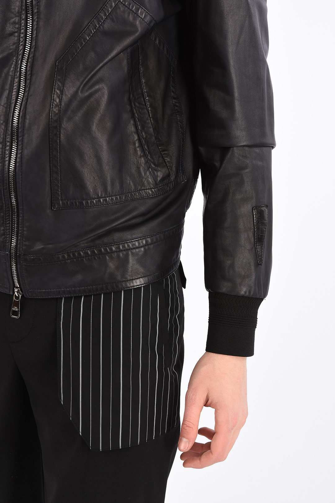NEIL BARRETT 黒 ジップアップジャケット Neil Barrett Leather Jacket with Zip Closure men - Glamood