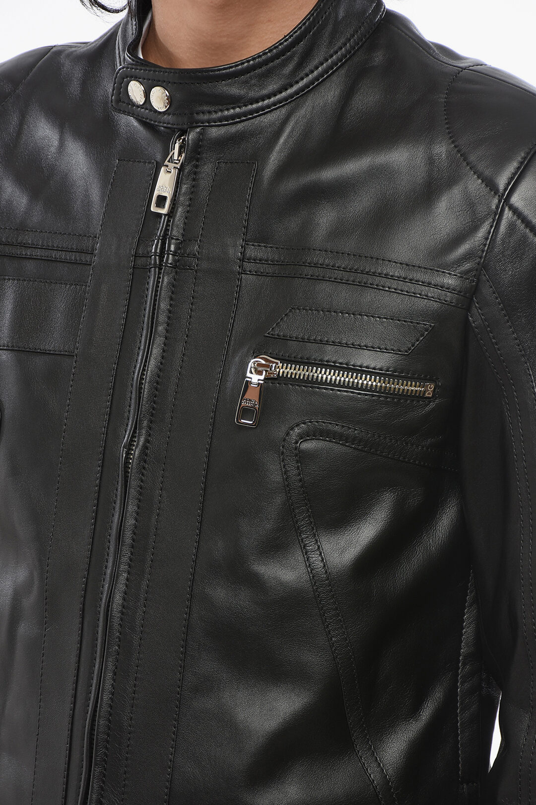 Dolce & Gabbana Leather Jacket with Zipped Sleeves men - Glamood